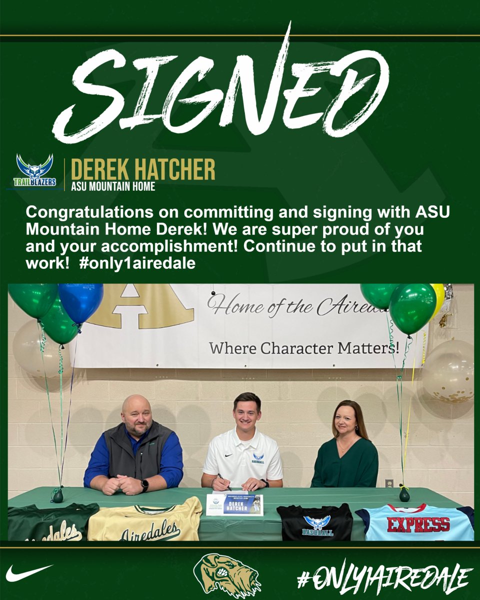 Congratulations on committing and signing with ASU Mountain Home Derek! We are super proud of you and your accomplishment! Continue to put in that work!  #only1airedale