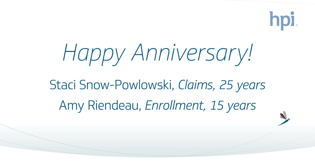 HealthPlansInc's tweet photo. Happy anniversary to two of our wonderful employees! We are beyond thankful that you are a part of our HPI family, and we appreciate you and all of your hard work—not just today but every day. https://t.co/hBzL7Xnoti
