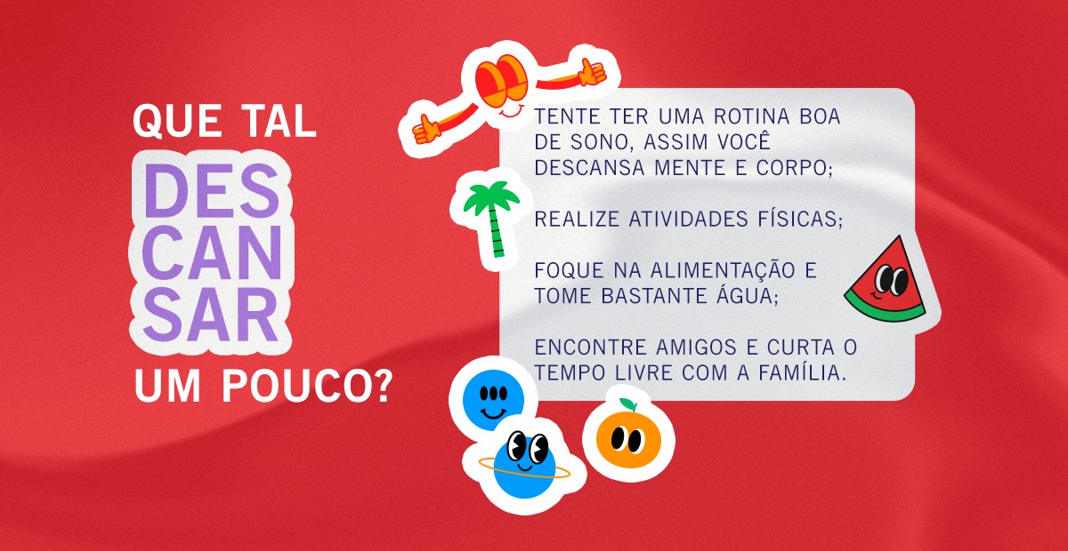 UniRitter's tweet image. Sabemos que a ansiedade pelo 2º dia do Enem pode apertar... mas não adianta correr contra o tempo. Agora é hora de relaxar e descansar, porque você já estudou muito!

Confira nossas dicas e conteúdos especiais: bit.ly/ri-ENEM

#Enem2022 #PreEnem #DicasEnem