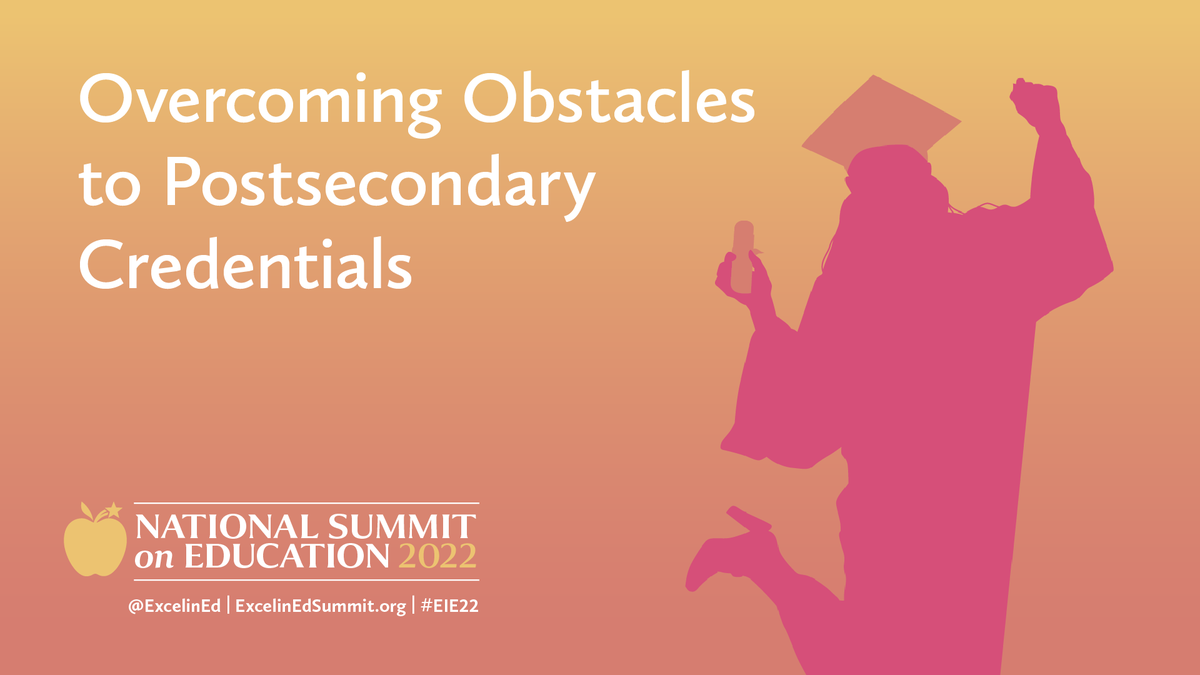 ExcelinEd's tweet photo. We can’t wait to hear the discussions coming out of the Overcoming Obstacles to Postsecondary Credentials session featuring @slaband @samanthagutter @csvoorhees! #EIE22 #PathwaysMatter https://t.co/QtzGeCFrui