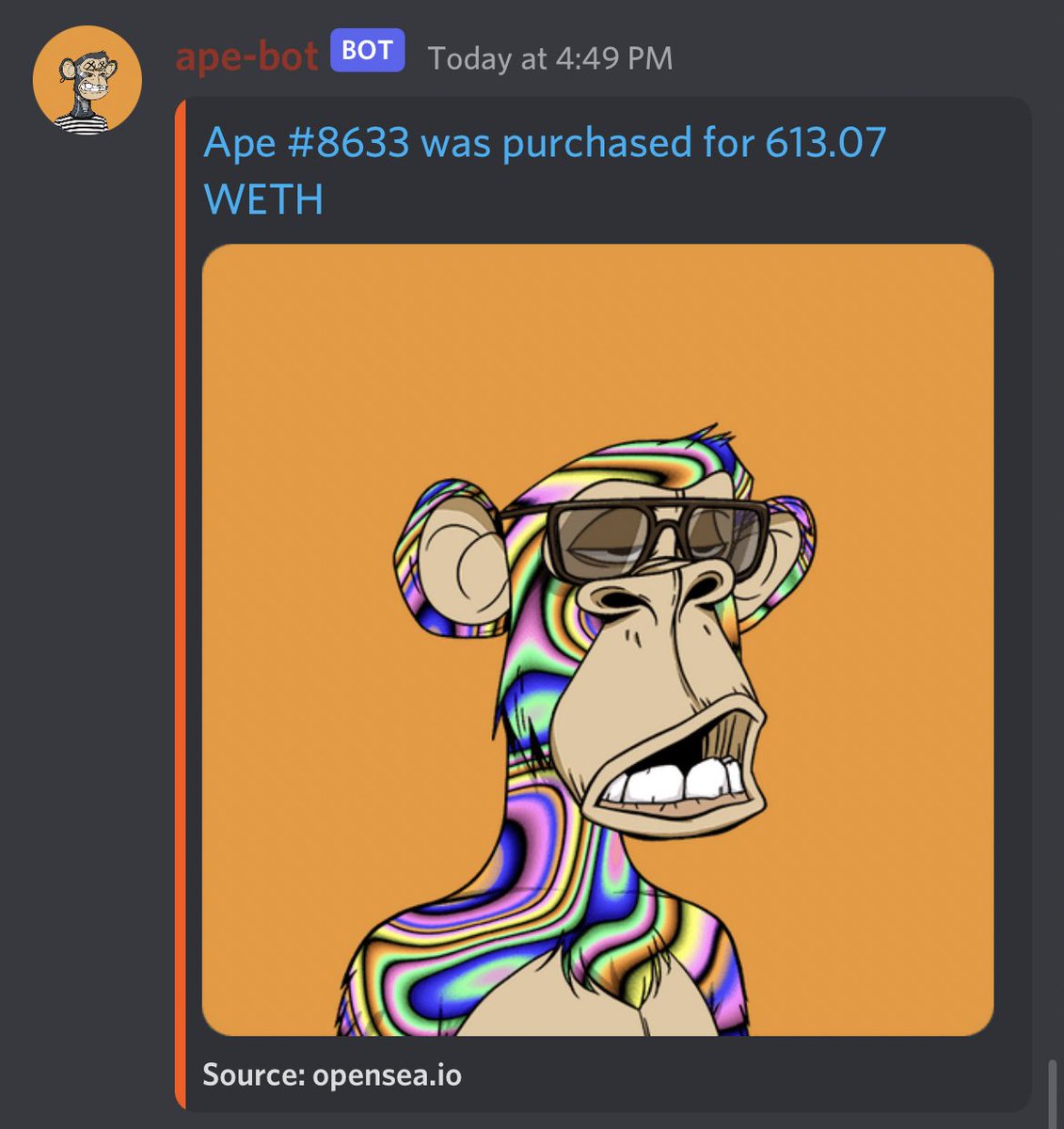 I love a big BAYC sale. Whales stacking grails. Clean $720,000.