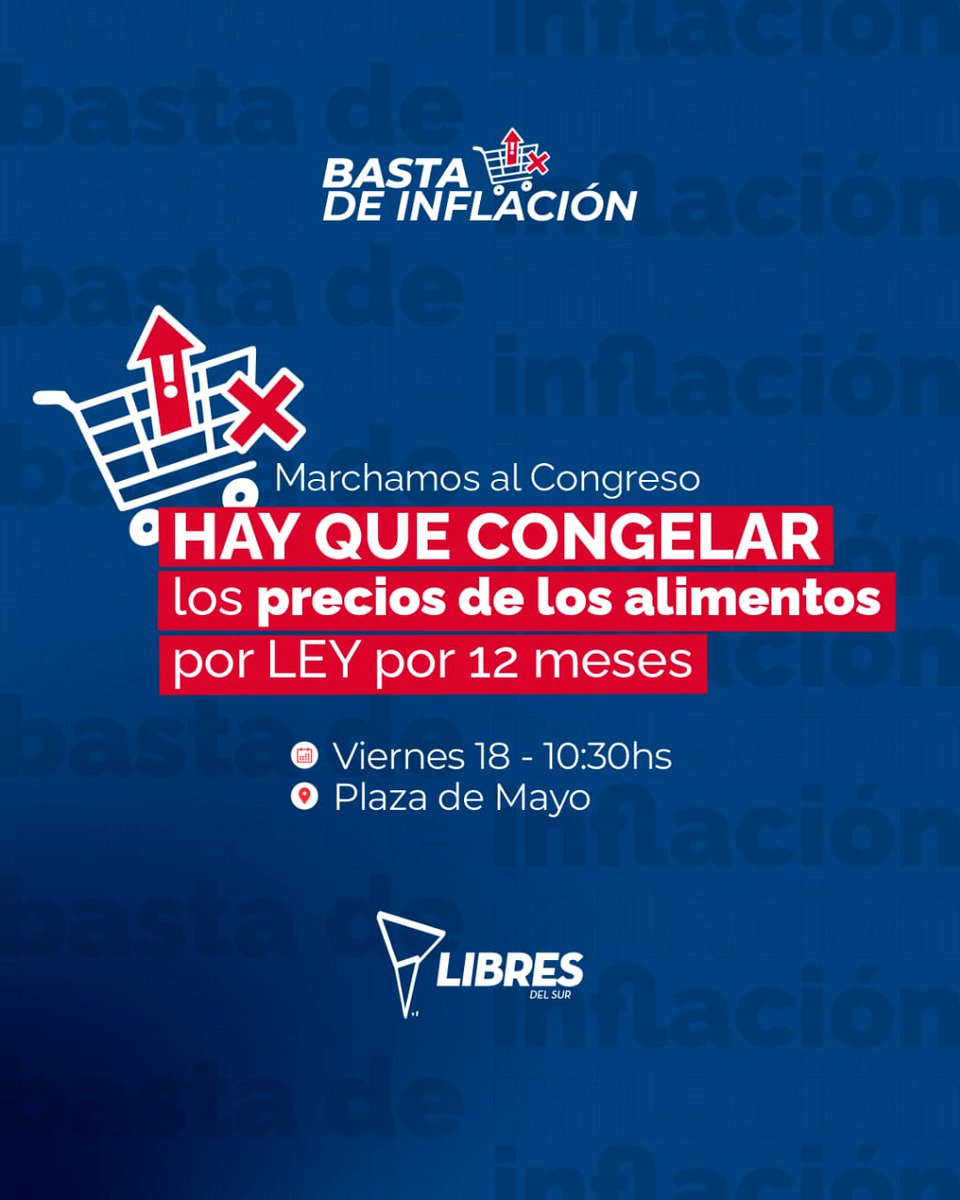 BDPMoreno's tweet photo. •Comunicado de prensa

❗Libres del Sur reclama congelar los precios de los alimentos por 12 meses

📢Este viernes a las 10:30 desde la Plaza de Mayo Libres del Sur se movilizará al Ministerio de Economía y luego al Congreso Nacional ”.

🗣️Infórmate más en nuestro Facebook https://t.co/uV3WNHt77q