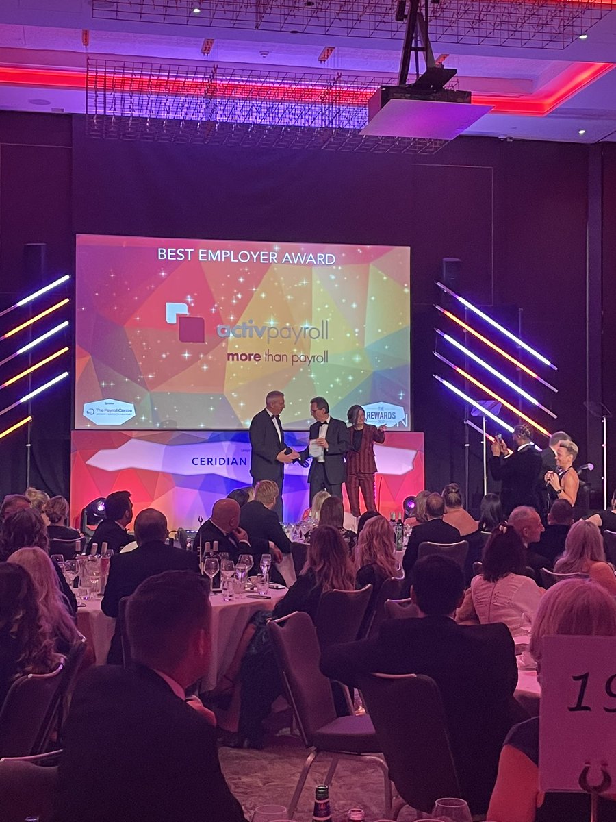RewardStrategy's tweet photo. @activpayroll will be taking home the Best Employer Award from #TheRewards, congratulations! https://t.co/WricWOOuMI