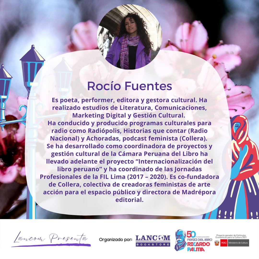 LancomLibreria's tweet photo. @lamula @FRicardoPalma 📌 "𝘾𝙖𝙩á𝙡𝙤𝙜𝙤 𝙙𝙚 𝙋𝙤𝙚𝙨í𝙖 𝙚𝙨𝙘𝙧𝙞𝙩𝙖 𝙥𝙤𝙧 𝙢𝙪𝙟𝙚𝙧𝙚𝙨", de Colección La Trenza de la Editorial Madrépora.
🟣 Viernes 18 Nov - 8 pm
👥 Ponentes: Katherine Estrada, Teresa Orbegoso y Leda Quintana. Modera: Rocío Fuentes.
 Lugar: Av. Petit Thouars 5550,Miraflores https://t.co/oFfuXRtlka