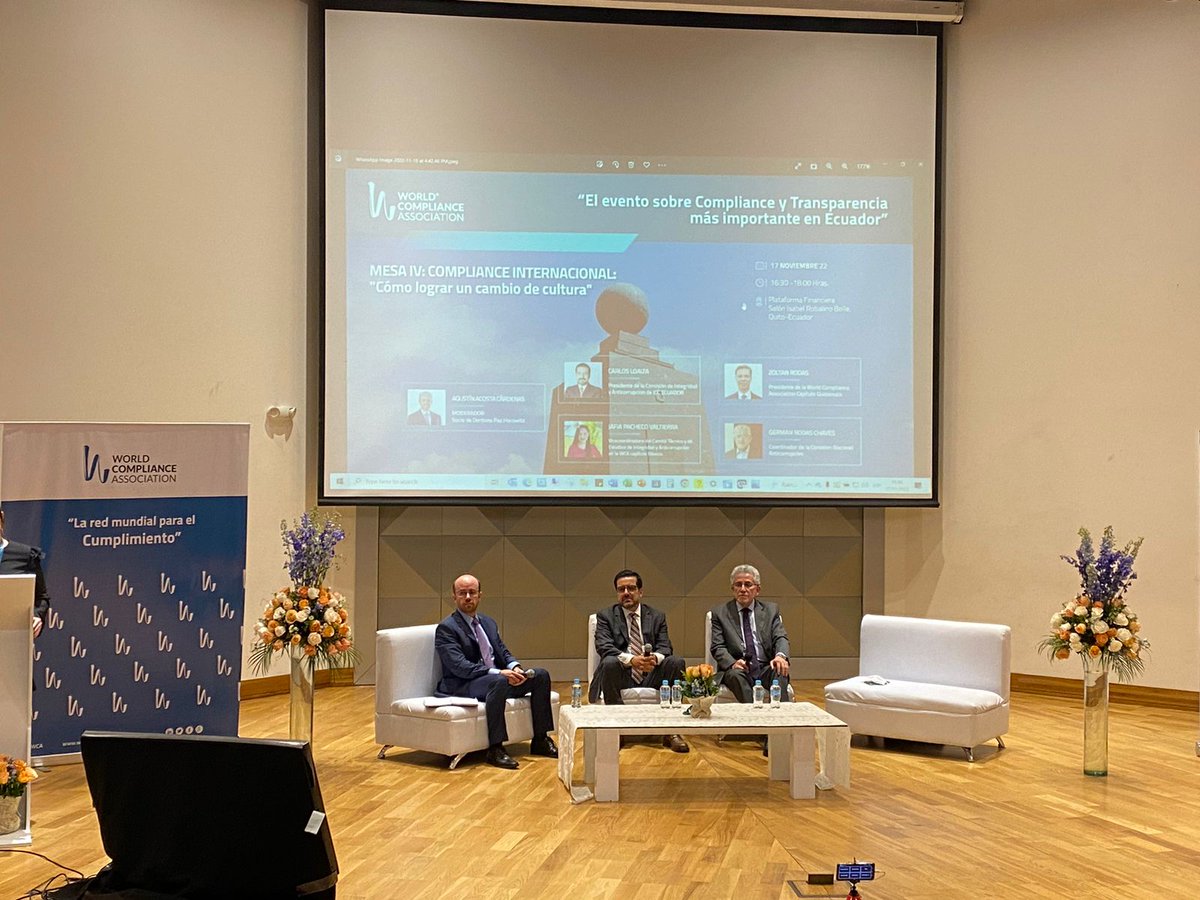 Nuestro Socio <a href="/AgustinAcostaC/">Agustín Acosta Cárdenas</a> lideró hoy la mesa de Compliance Internacional en la cuarta Edición del Summit de #Transparencia, Importancia del #Compliance y Lucha Contra la Corrupción organizado por <a href="/worldcompl/">WORLD COMPLIANCE</a>. 

¡Estamos felices de apoyar este tipo de iniciativas!