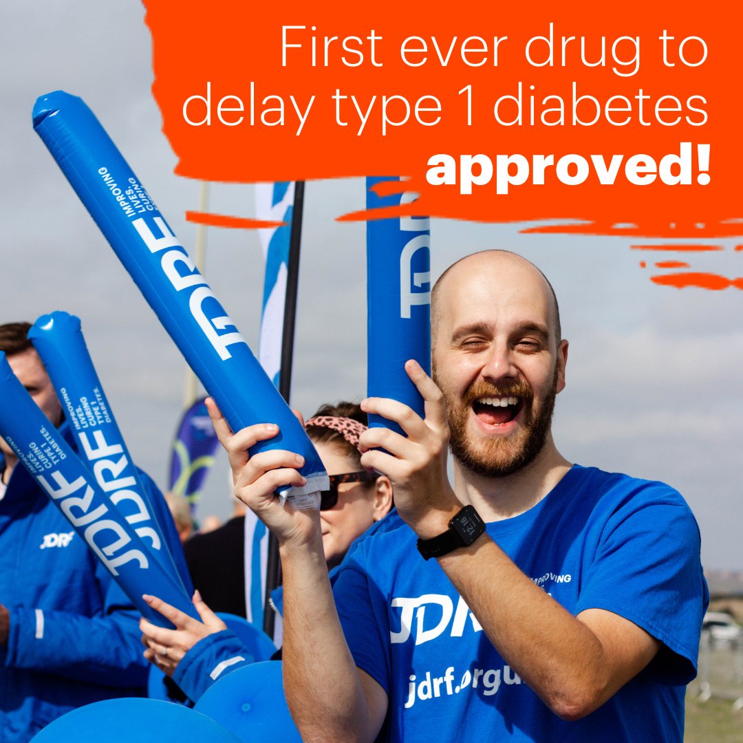 Breakthrough T1D UK (@bt1duk) on Twitter photo We are thrilled to announce that <a href="/US_FDA/">U.S. FDA</a> has approved the world's first disease-modifying drug for #Type1Diabetes ๐
๐ #Teplizumab is a game-changing drug that can delay #type1 for up to 3 years in people most at risk! ๐
Read more: jdrf.org.uk/news/worlds-fiโฆ #GBDoc #T1D @JDRF We are thrilled to announce that <a href="/US_FDA/">U.S. FDA</a> has approved the world's first disease-modifying drug for #Type1Diabetes ๐
๐ #Teplizumab is a game-changing drug that can delay #type1 for up to 3 years in people most at risk! ๐
Read more: jdrf.org.uk/news/worlds-fiโฆ #GBDoc #T1D @JDRF