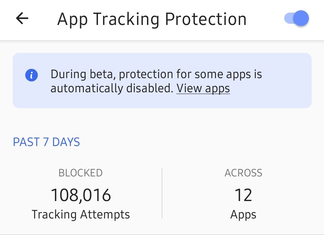 CTSLICK's tweet image. I've enabled App Tracking Protection via DuckDuckGo 20 hrs ago...the numbers of attempts blocked and the info requested in those attempts are...unsettling. Also surprised by the apps involved.