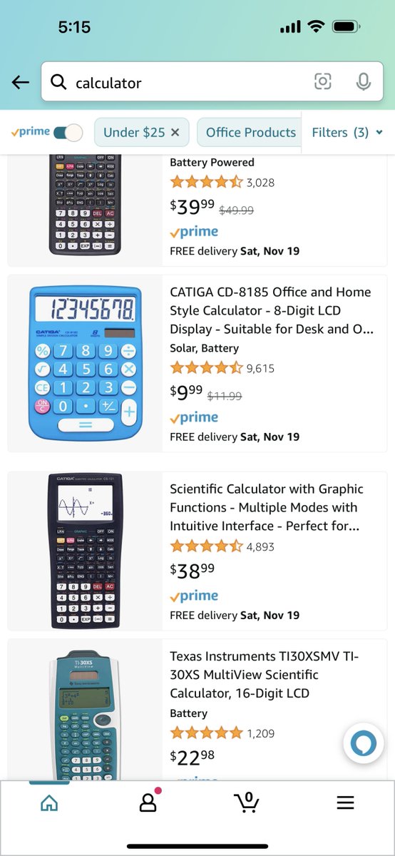 Amazon results, under $25, sorted low to high.