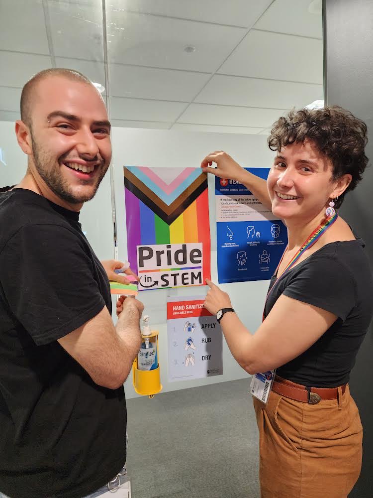 On #LGBTSTEMDay @MonashCCS are displaying posters across the workplace to raise visibility 🌈 and welcome #LGBTQIA colleagues and visitors 🌈 Led by CCS #gender #equity #diversity #inclusion student representatives Elan L'Estange-Stranieri and <a href="/RhiannonDGrant/">Rhiannon Grant</a> @CGRS_Monash 💪