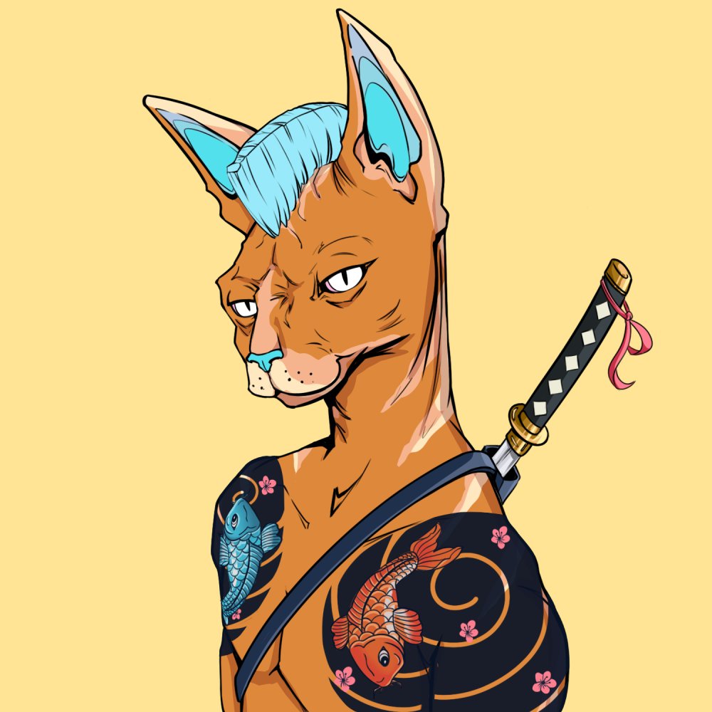 Got this Katana baby earlier today, couldn't help myself cause I aways wanted to be part of the <a href="/sphynxKatanaDAO/">Katana DAO | 火</a> and NOW I AM! Welcome to my @TheSphynxUS collection mate! #NYAWISHOPPING should I change my pfp? 👀
