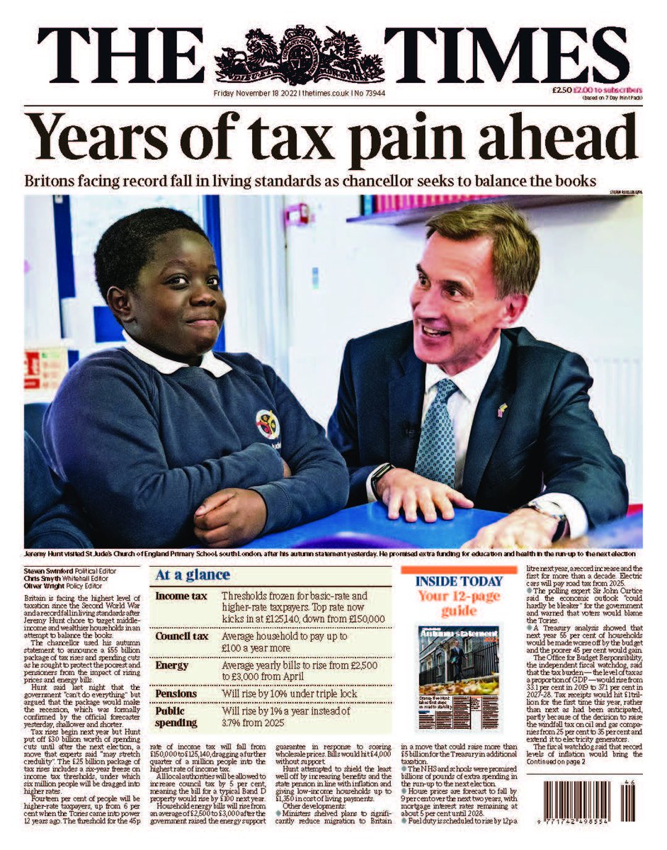 First Edition (@firstedition) on Twitter photo Friday's The Times - Years of tax pain ahead.
<a href="/thetimes/">The Times and The Sunday Times</a> | #TomorrowsPapersToday | #FrontPages Friday's The Times - Years of tax pain ahead.
<a href="/thetimes/">The Times and The Sunday Times</a> | #TomorrowsPapersToday | #FrontPages