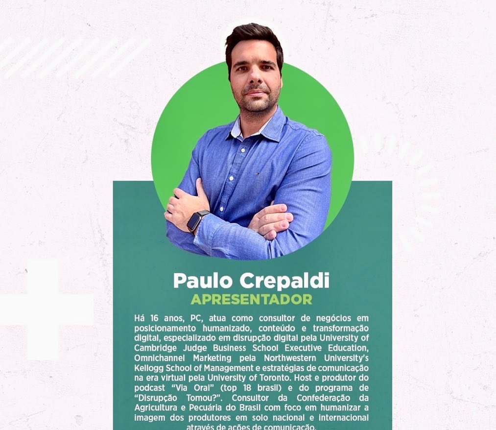 paulocrepaldi's tweet photo. Participar desse encontro da #famasul #cna #agronegócio será incrível! #Behaviordesigner #farmaceutica #saude #saudedigital #healthcare #healthtech #futuro #inovacao #digitalhealth #podcast #viaoral https://t.co/o48HEPfyJ3