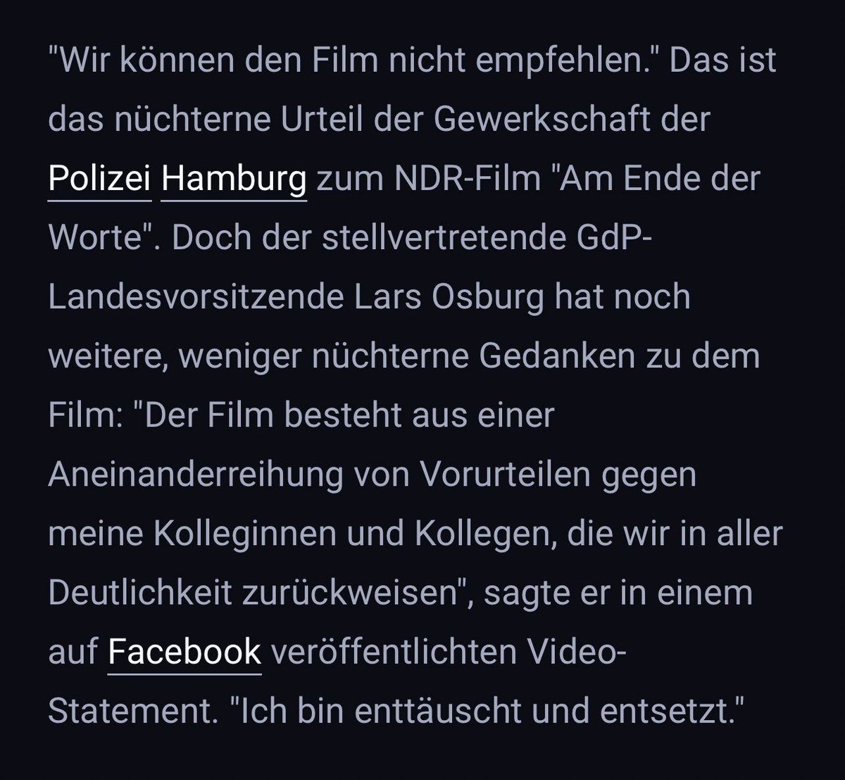 stephanpalagan's tweet photo. Interessant: Als Til Schweiger einen Polizisten spielte, der mit einem Raketenwerfer (!) auf Verbrecherjagd geht und die halbe Stadt zerlegt, war die GdP Hamburg weder „enttäuscht“ noch „entsetzt“. Bei einem Film, der realistische Polizeigewalt thematisiert hingegen… https://t.co/Km5e7TSbnA