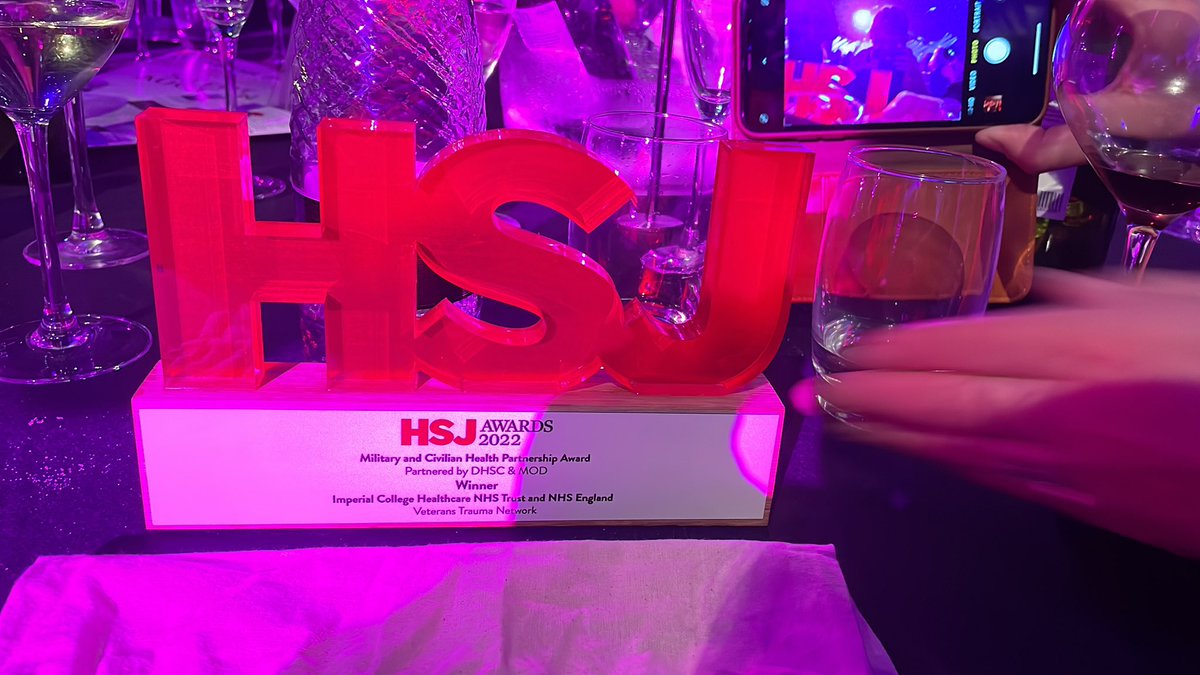 So proud to be a #hsjawards22 winner in Military Civilian Partnership category with Veterans Trauma Network @TraumaVeterans @NHSArmedForces @TheDMWS @Blesma @theRMcharity @BlindVeterans @HelpforHeroes #OpCourage