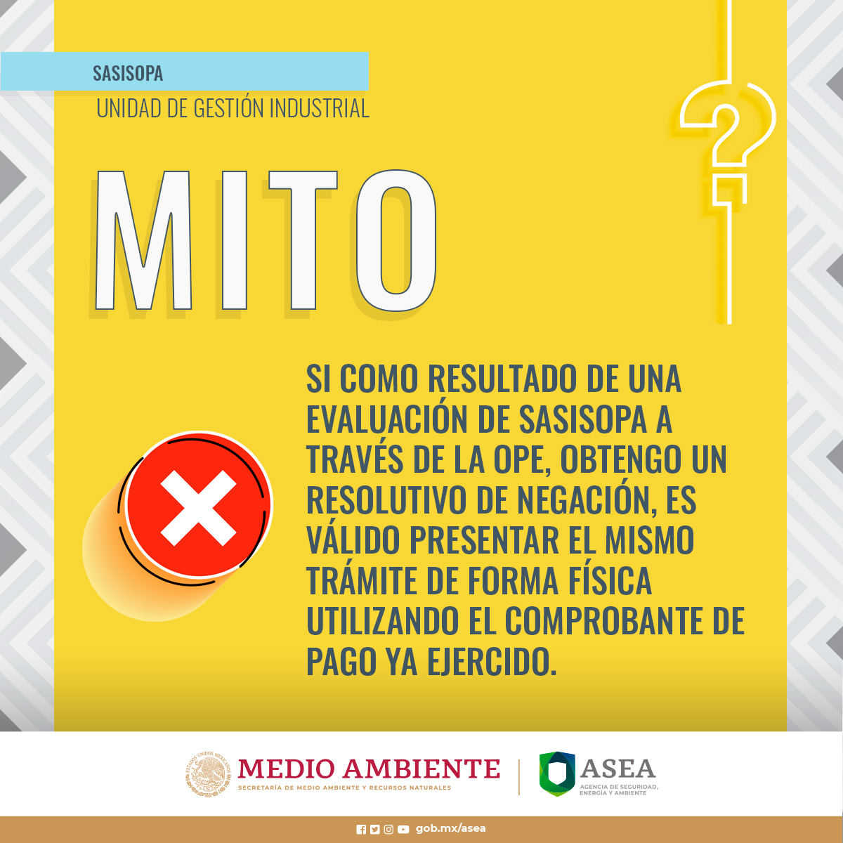 agencia_asea's tweet photo. #MitosYRealidadesASEA

✅REALIDAD 

Una vez obtenido un resolutivo por parte de la #ASEA, NO es posible utilizar el mismo pago, ya que éste fue ejercido en el análisis de la solicitud, registro de conformación y/o autorización del #SASISOPA. https://t.co/9gThN8T4ow
