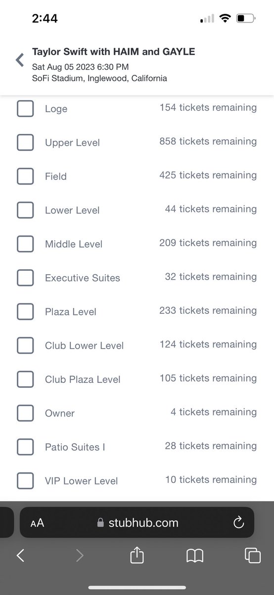 A total of 12,264 tickets are currently setup for resale from just the LA shows (couldn’t add a 5th pic to the tweet and unable to get all sections in one screenshot) Who knows how many have already been resold. Please do something 🙏🏼 @taylorswift13 @taylornation13 