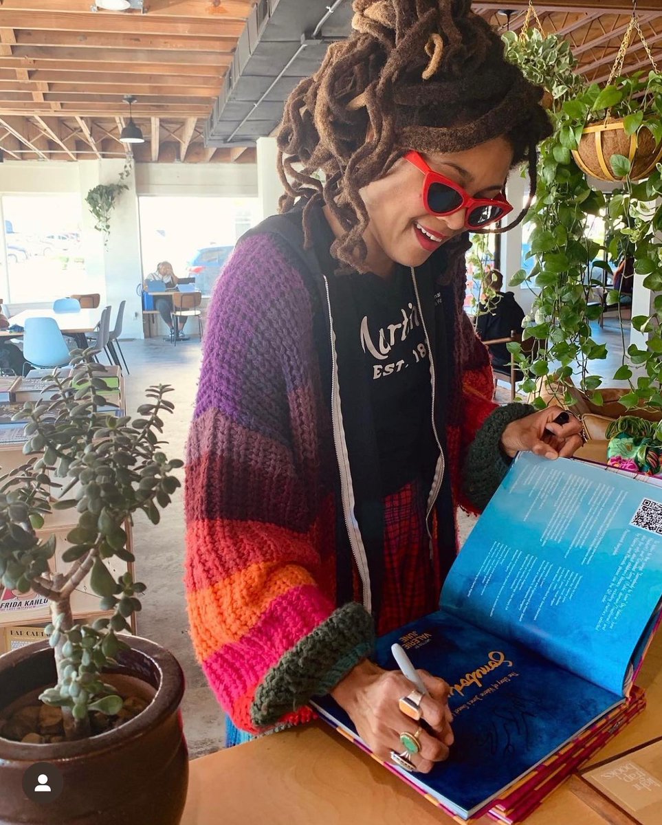 TheValerieJune's tweet photo. First stop in Tennessee was to sign books at our local bookstore @light_trapbooks!  We also have an adorable record store and cafe called Turntable coffee that had a painting of me alongside other Jackson musicians like Gil Scott Heron and Carl Perkins! https://t.co/owoTAM4oxj