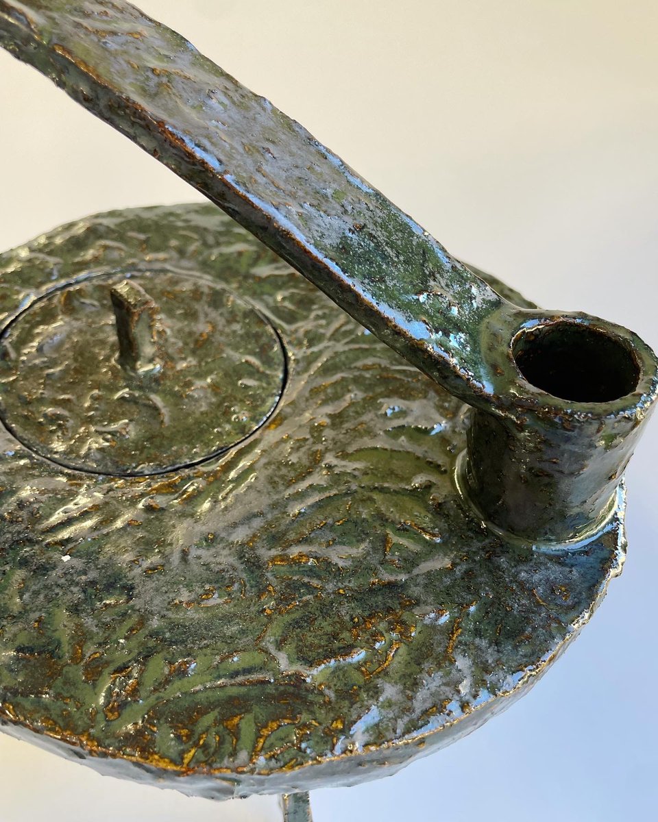 Georgia’s textured teapot in Advanced Ceramics class! #wiltonwayct #ceramics