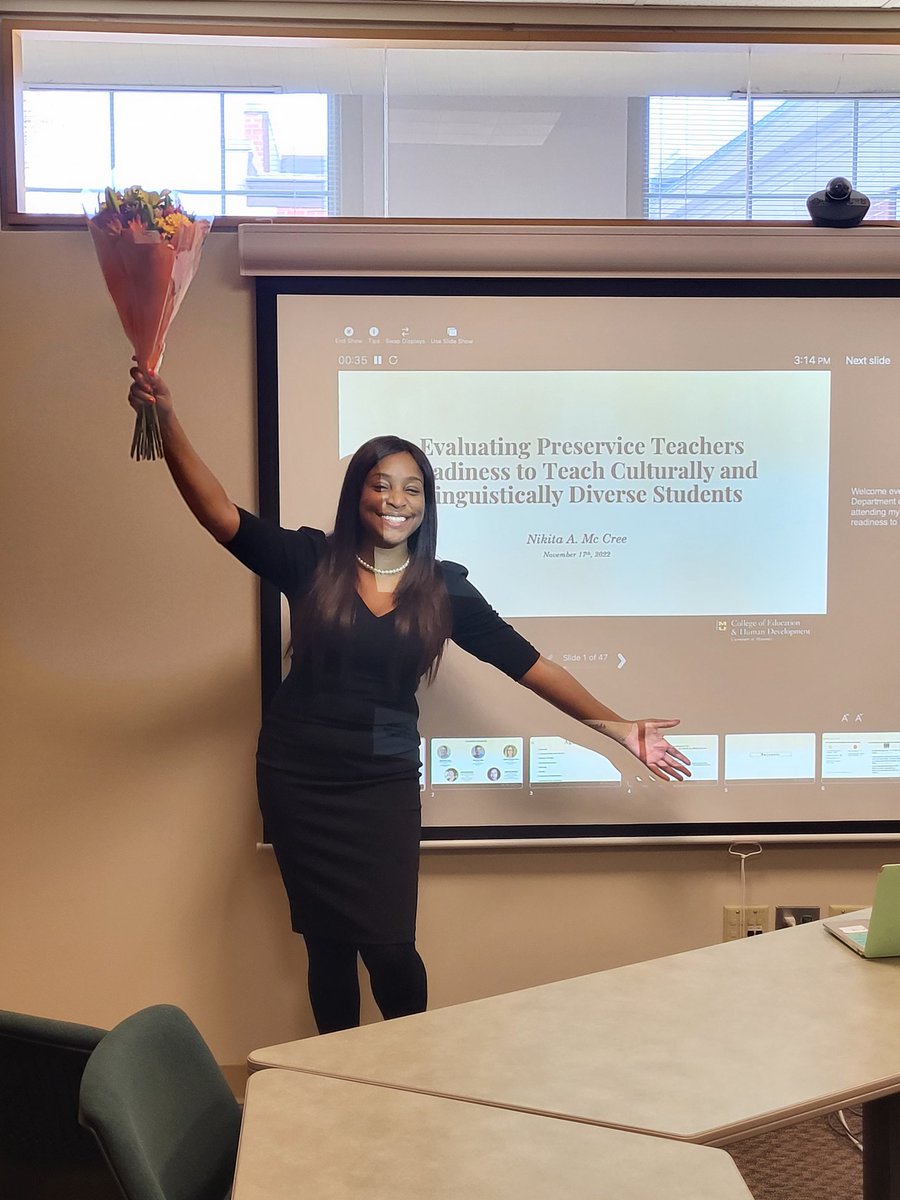 burnsmk1's tweet photo. Congrats Dr. @NikitaMcCree!!!!! Couldn't be more happy for you or more proud.  @SpedMizzou @CECMembership @SKiPP_MU @MizzouEducation @AmbraLGreen #proudprof #youshouldhireher https://t.co/7wSIQE9rq1