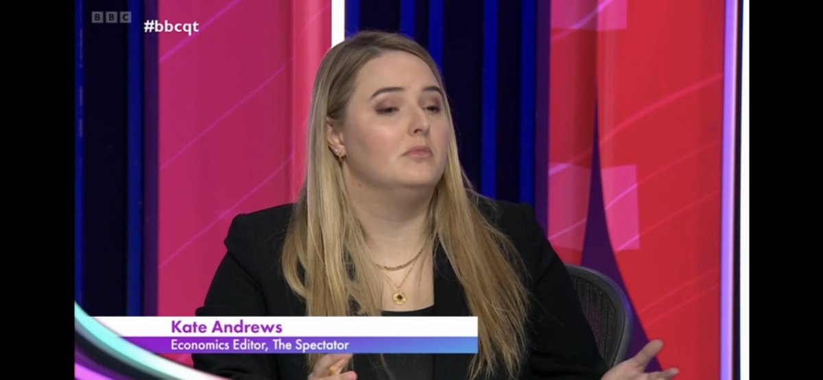 Kate Andrews is the ‘Economics Editor’ of The Spectator despite the fact that she has no economic qualifications or experience whatsoever (as far as I can tell) And yet she’s platformed time & time again by #BBCQT