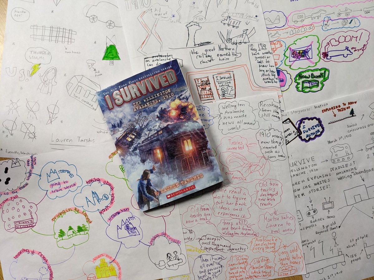 MsKirstenBaker's tweet image. What an INCREDIBLE #VirtualFieldTrip with the fabulous @laurenTarshis !😍
We ♥️ reading, discussing, learning and getting inspired from @Scholastic StoryWorks!
Check out our #Sketchnotes & ask these Ss about the Wellington Avalanche.
#IvyHillLeague