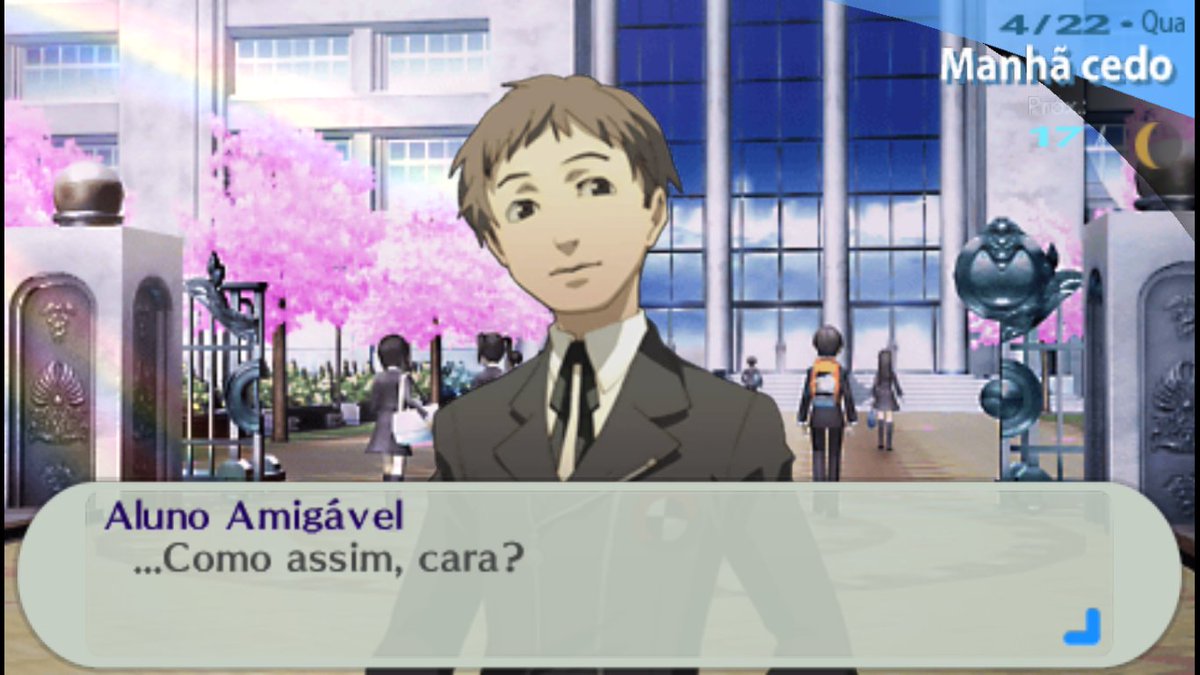 AtlantisEquipe's tweet photo. Algumas prévias da tradução do Persona 3 Portable dentro do jogo. https://t.co/LUe5sEfXXm