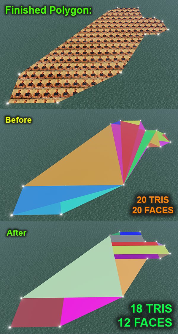 A Player creates a floor polygon by clicking multiple points.  However when triangulating the polygon, the texture rotation and shift will get unaligned.

This is how I got around it using voxels, greedy meshing, and custom wedges:

Lmk what you think!

#RobloxDev #Roblox