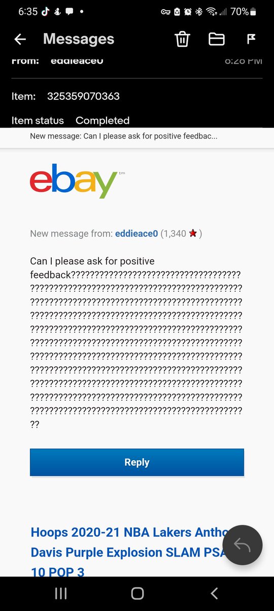 SportsCardDir's tweet image. At this point I just refuse to leave him positive feedback 3 messages a day....