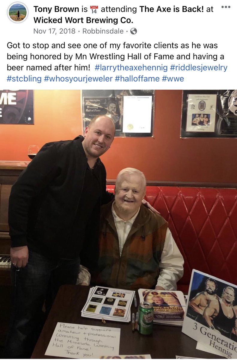 get_golden's tweet photo. Popped up in my memories today one of the last times I got to hangout with The Axe! Always enjoyed his visits and hearing the stories! #WWE #LarryTheAxe #Wrestling @JoeHennig https://t.co/2kRWrGTPkI