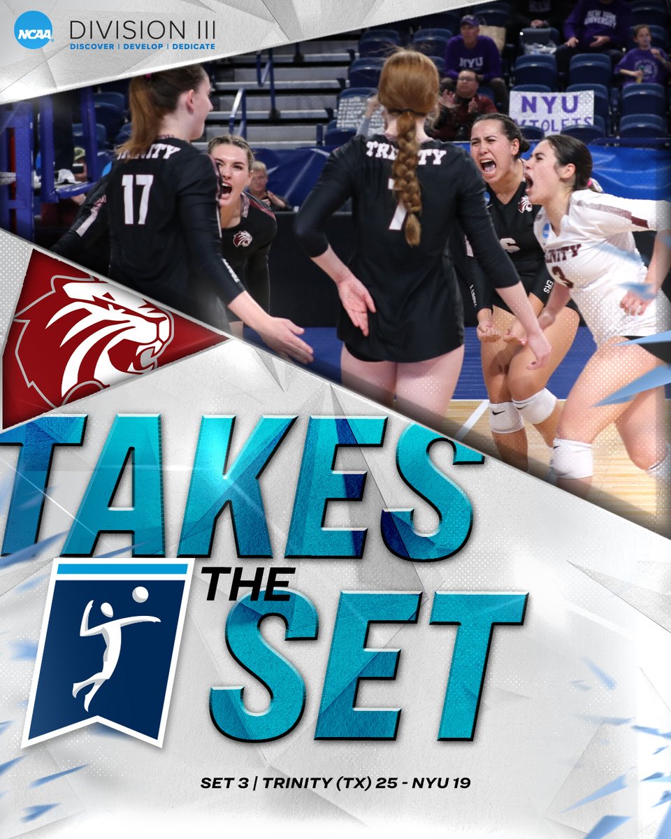 Set 3 ➡️ Trinity (TX)

📺 on.ncaa.com/22D3VB5
#D3vb | #NCAAD3