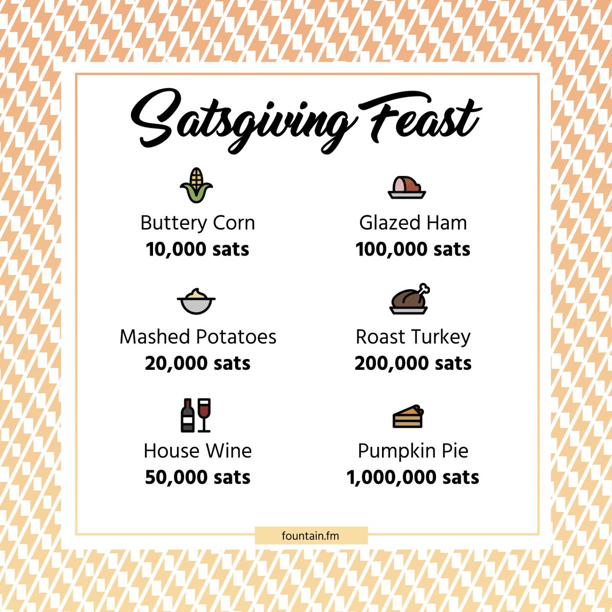 Fountain is the podcast app that pays - and we're serving up a feast next Thursday to thank our loyal listeners.

Play a podcast, retweet and comment below with:

📸 A screenshot of what you're listening to
🧡 What you love about that podcast
⚡️ Your Fountain Lightning Address