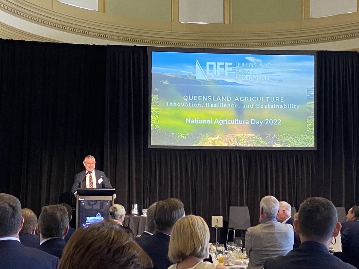 Happy National Ag Day! An extraordinary gathering at QFF’s breakfast, on a beautiful Qld day, to celebrate and discuss the innovation, resilience, and sustainability of Qld Ag. Thank you especially to keynote speaker Dr Terry McCosker OAM and @MurrayWatt #aglegends #AgDayAU 👏