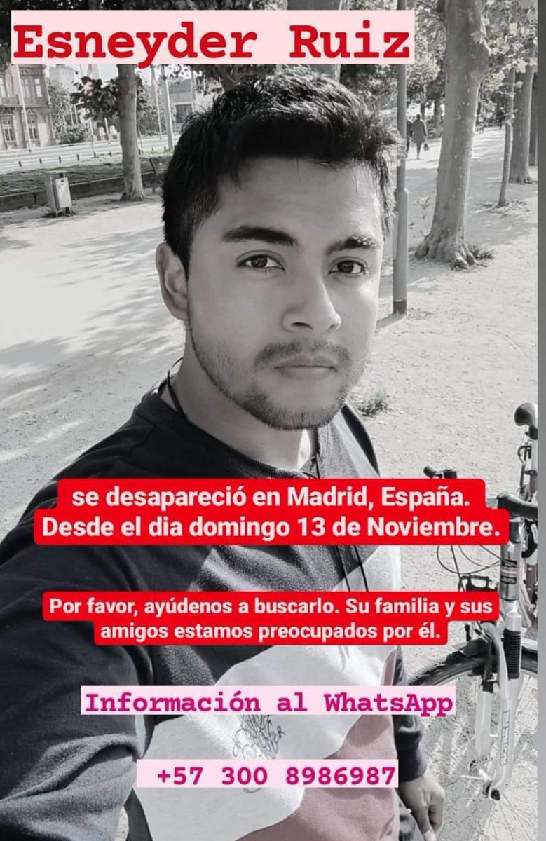 Gente, necesito su ayuda. 
Mi amigo Esneyder, estudiante de doctorado de la <a href="/UdeA/">Universidad de Antioquia</a>, se fue a hacer su pasantía. Ya venía de regreso para Colombia y lo último que sabemos es que estaba en el aeropuerto de Madrid, España. No sabemos de él desde el domingo. 

¿Me ayudan con un rt? 🙏