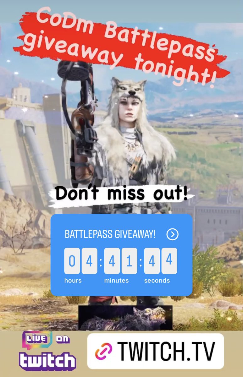 SheWolfAlex's tweet image. Codm battlepass giveaway tonight at 11:30pm EST! 😊 twitch.tv/shewolfalex 
#cod #codm #battlepass #giveaway #twitch #boricua