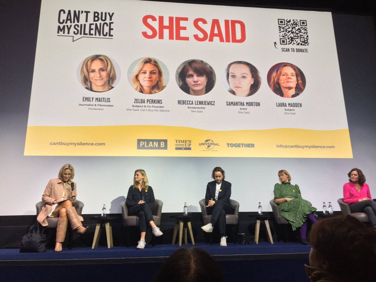 Fantastic panel. Fantastic film. Reminder of how much work there is yet to be done to ensure that those who speak up are supported and not silenced. Donate to:
cantbuymysilence.com/support-us

<a href="/ProfJulieMac/">Julie Macfarlane</a> <a href="/ZeldaZeldaluna/">Zelda Perkins</a> #nda #SheSaidMovie <a href="/cbmsilence/">Can't Buy My Silence</a>