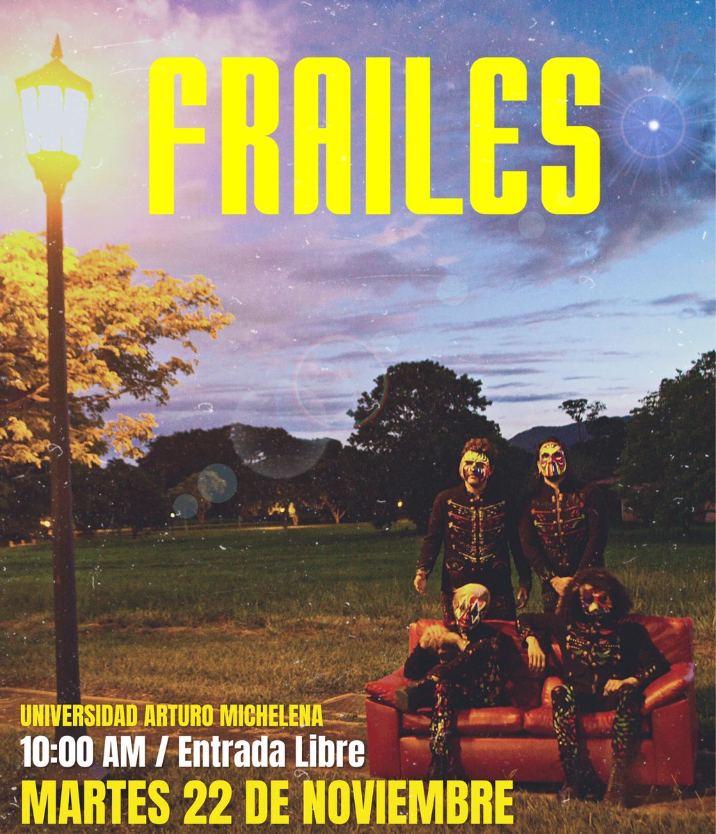 Frailesoficial's tweet photo. En casa un vez más, desde el lugar donde todo surgió, donde se consagró la magia que aún dicta nuestro camino... Valencia, Universidad Arturo Michelena, nos vemos este martes 22 de Noviembre, en lo que será un show especial, La última parada de la Gira Paranormal, es en casa. https://t.co/4zVEGiuunQ