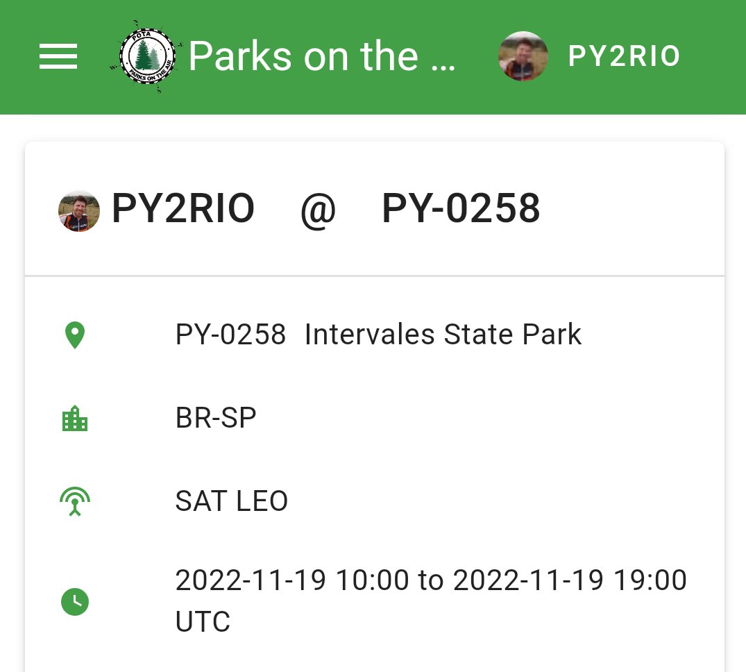 py2rio's tweet photo. POTA PY-0258 PE Intervales
Saturday, November 19th
Only SAT Mode.
https://t.co/JzFTgfv1yA
#parksontheair #The_Grid_Life #GridMasterHeat #GridMaster
#POTAspots
#1C_SO50
#qtcecra https://t.co/G0CoqLxcAQ