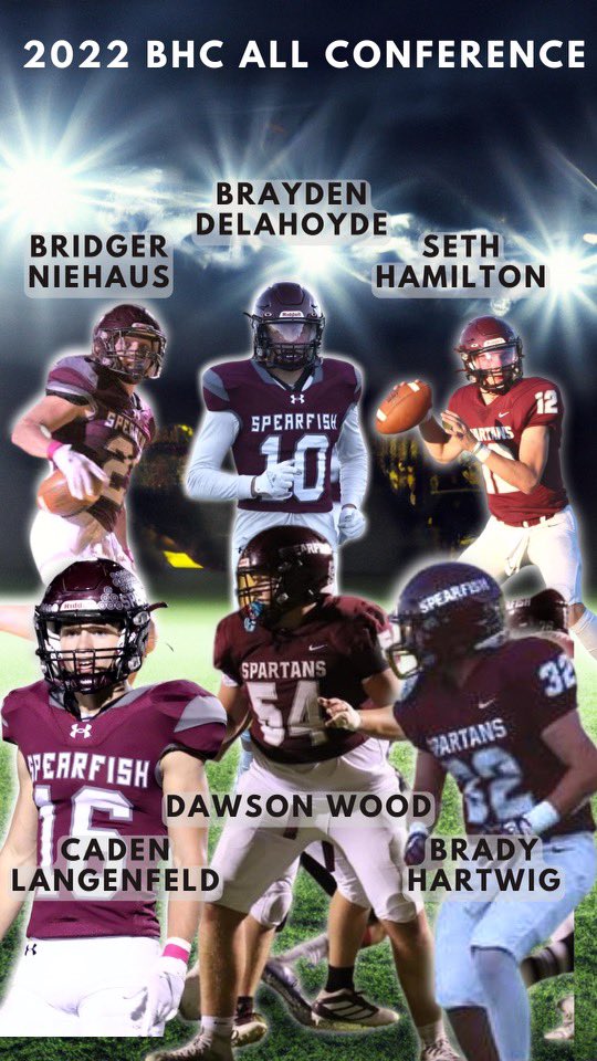 Spartans_FB's tweet photo. Congratulations to these young men! #WEoverME                     @BridgerNiehaus @b_delahoyde10 @Seth_Hamilton12 @DawsonWood54 @Hartwig_2004 @CarterLyon10 https://t.co/nCYLiR9DgU