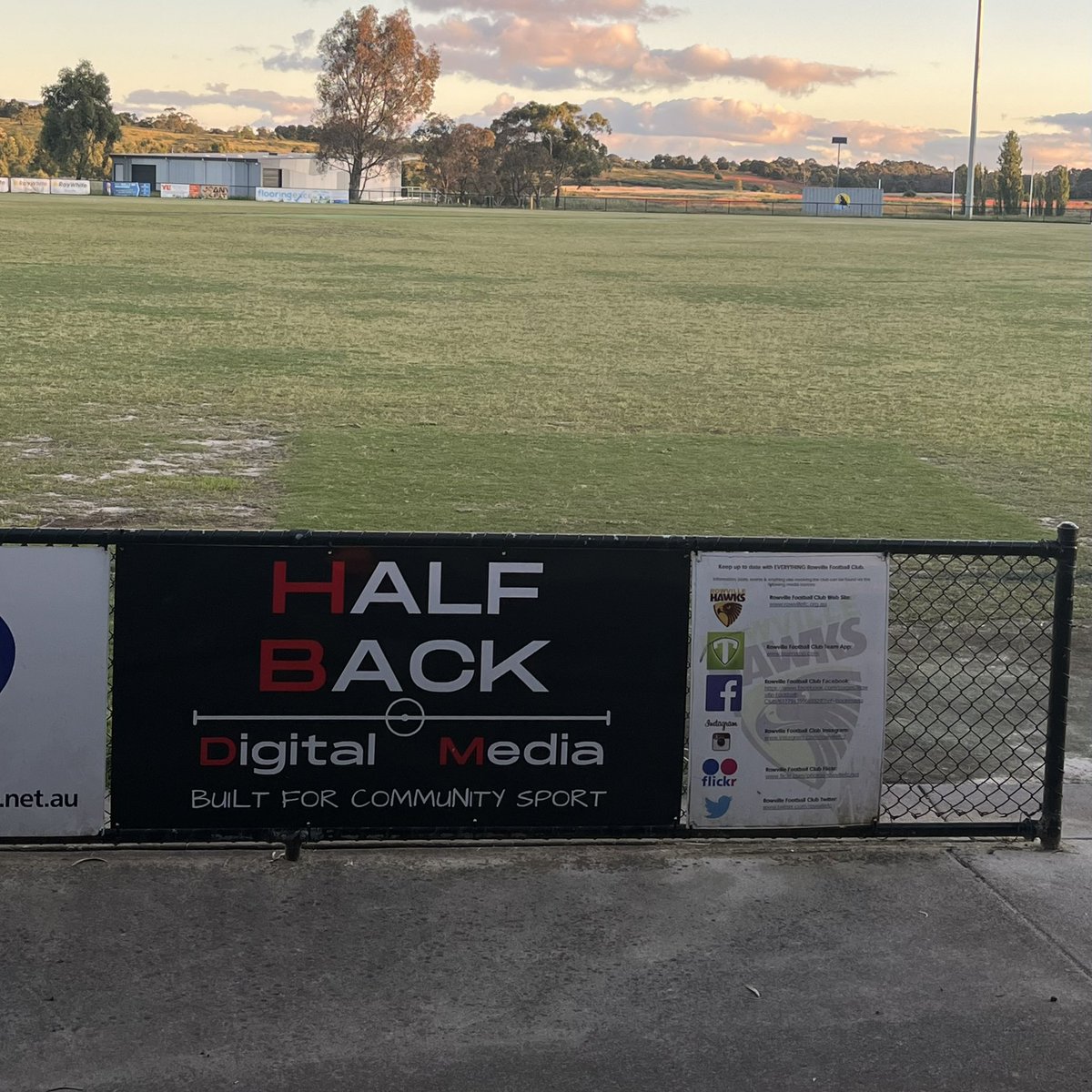 Halfbackdigital's tweet image. After a few weeks off we were back down at Seebeck Oval filming Hawk Talk the offical podcast of the Rowville Cricket Club and was fantastic to see our logo on the fence of Seebeck Reserve!