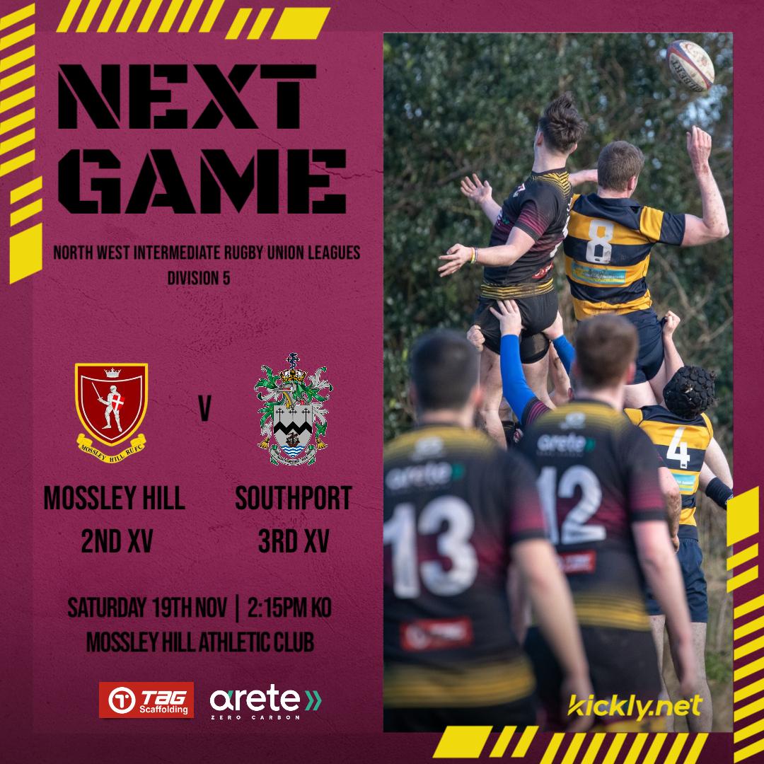 This week's fixture against <a href="/SouthportRFC/">Southport RFC</a>.

England v New Zealand on in the club at 17:30 after the game.