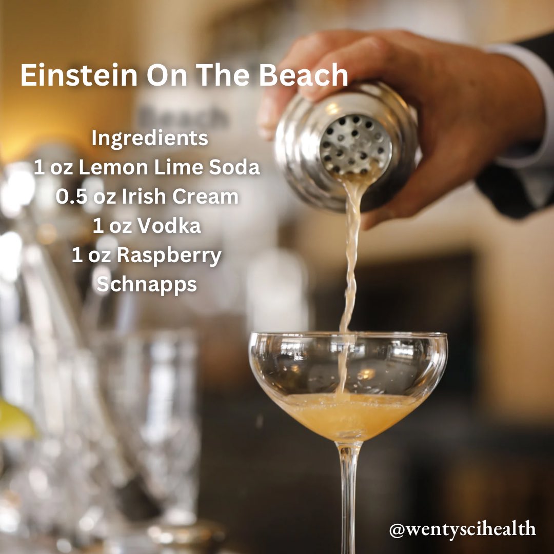 WentySciHealth's tweet photo. Enjoy this cocktail inspired by the Father of Relativity, Albert Einstein. #wentyscihealth #physics #ThirstyThursday #relativephysics #Relativity #alberteinstein https://t.co/ih9OsETyFO
