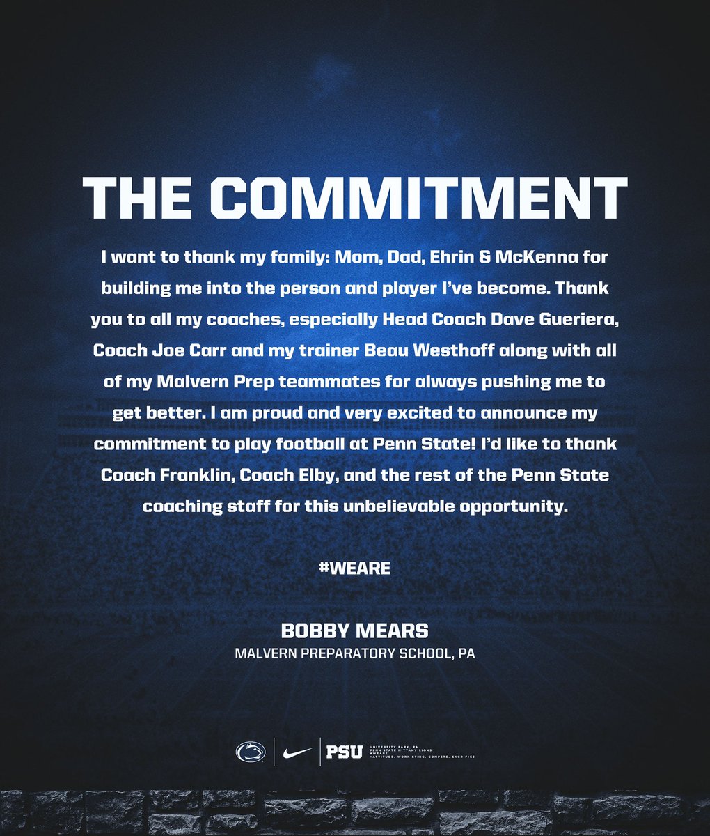 Bobby Mears (@bobbymears1) on Twitter photo We Are π¦π¦π΅βͺοΈ <a href="/coachjfranklin/">James Franklin</a> <a href="/Coach_Elby/">Rashad Elby</a> <a href="/CoachJScott_DL/">John Scott Jr.</a> <a href="/PennStateFball/">Penn State Football</a> <a href="/CoachGueriera/">Dave Gueriera</a> <a href="/MalvernPrepFB/">Malvern Prep Football</a> We Are π¦π¦π΅βͺοΈ <a href="/coachjfranklin/">James Franklin</a> <a href="/Coach_Elby/">Rashad Elby</a> <a href="/CoachJScott_DL/">John Scott Jr.</a> <a href="/PennStateFball/">Penn State Football</a> <a href="/CoachGueriera/">Dave Gueriera</a> <a href="/MalvernPrepFB/">Malvern Prep Football</a>