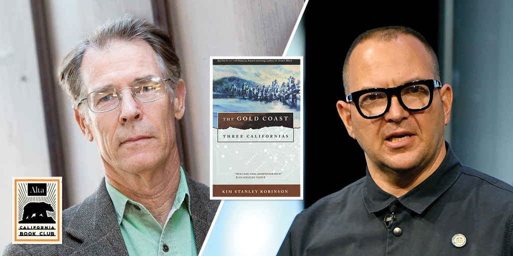 Join the @calbookclub tonight with @freemanreads, @doctorow and Kim Stanley Robinson as they discuss the bold and manic title, The Gold Coast. Register now! altaonline.zoom.us/webinar/regist…