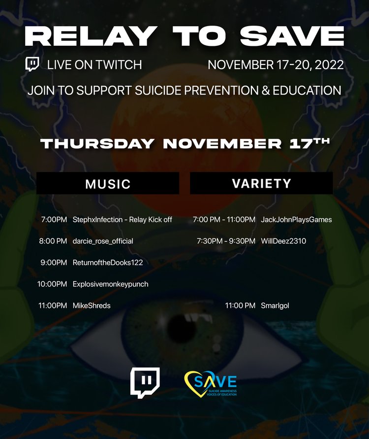 El_Wowom's tweet photo. HEY YOU ! Have you heard of the #RelayToSAVE yet ?
Twitch musicians are raising money for https://t.co/BajpnfSzDe all weekend and it has started now !
Come help us make a difference.
I'll be live friday at 4pm EST / 10pm CET ! https://t.co/AeeHvebEgb