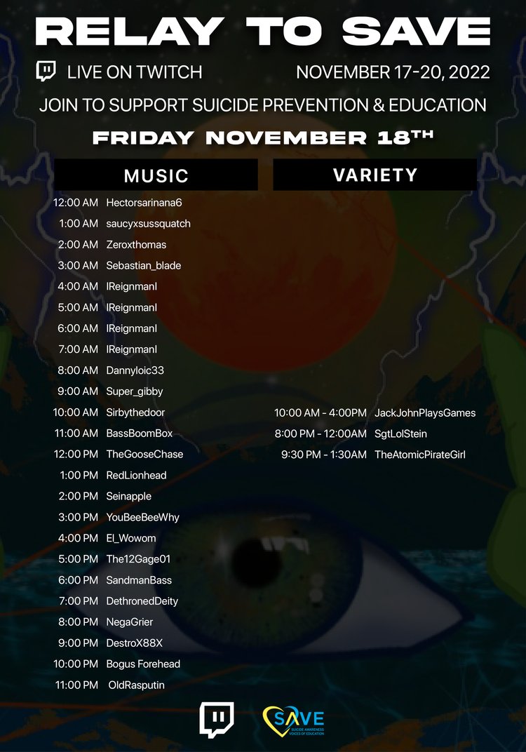 El_Wowom's tweet photo. HEY YOU ! Have you heard of the #RelayToSAVE yet ?
Twitch musicians are raising money for https://t.co/BajpnfSzDe all weekend and it has started now !
Come help us make a difference.
I'll be live friday at 4pm EST / 10pm CET ! https://t.co/AeeHvebEgb