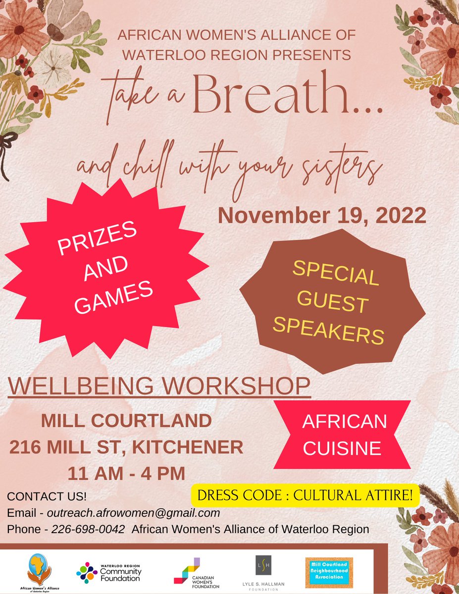 Come join us for our Women's Wellness Workshop on Novenber 19, 2022 from 11 am - 4 pm

Use the Eventbite link to register for the event: eventbrite.ca/e/take-a-breat…