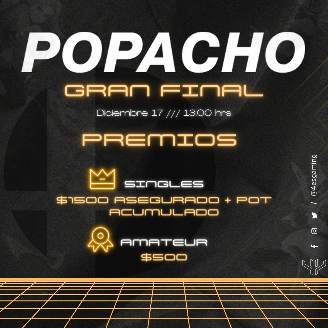 4esGaming's tweet photo. Llegó la gran final!

#Popacheros los esperamos este 17 de diciembre a las 13:00 hrs para vivir el último #Popacho.

¡Popacho El Gran Final!

Tendremos premios con un minimo garantizado de $2,000.00 mxn.

¡Los esperamos! https://t.co/NmF8V068pj