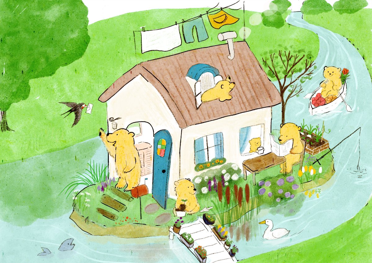 「#いい家の日 」|ももろ　4／20発売絵本「パンダのパクパクきせつのごはん」のイラスト