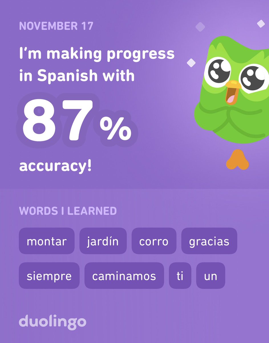 jayragudadotcom's tweet photo. I’m learning Spanish on Duolingo! It’s free, fun, and effective. https://t.co/m2ls7gwtDF