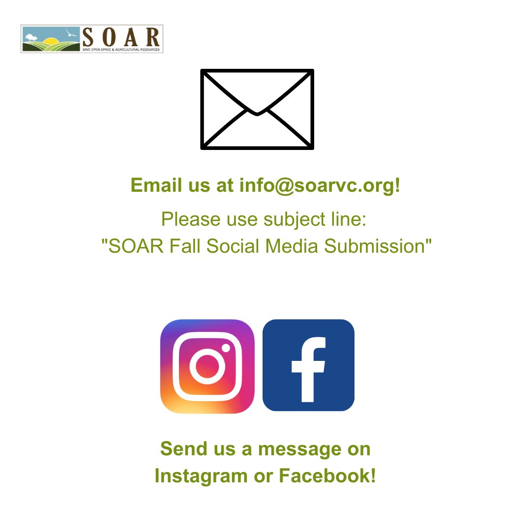 SOAR Supporters! This fall, we invite you to send us your best photos and videos to be shared with our online community.

Show us your go-to hikes, fall garden goals, farmers' market hauls, and everything in between! 

Please only submit high resolution, quality images/videos.